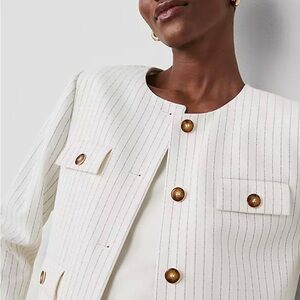 Women's Ann Taylor Striped Cream Jacket